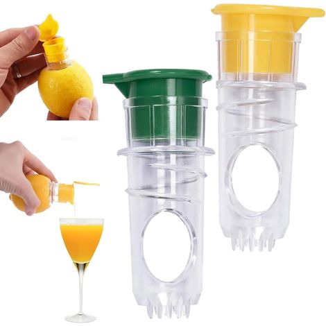 Juego de 2 exprimidores manuales de cítricos con filtro y tapa integrados - Exprimidor manual para limones, limas y naranjas - Exprimidor de cítricos de cocina duradero con base y boquilla antidesliza (1/5)