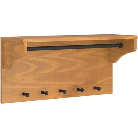 Porte-manteau mural SANDNES, 87 x 30 x 42 cm, en pin massif (1/5)
