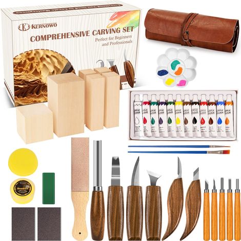 Outils de sculpture sur bois 41 pièces avec sac de rangement en polyuréthane (1/5)