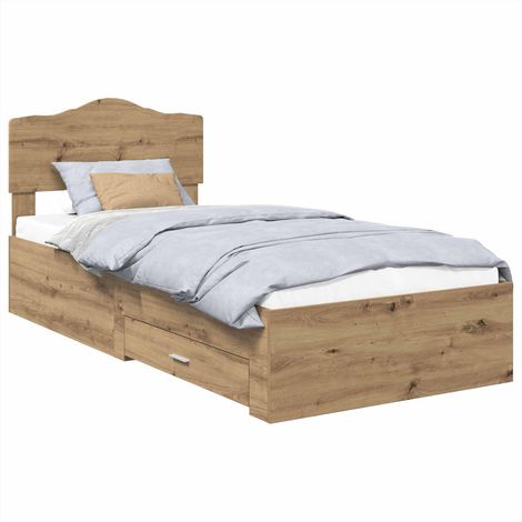 Bettrahmen mit Kopfteil Artisan-Eiche 90 x 190 cm Holzwerkstoff vidaXL