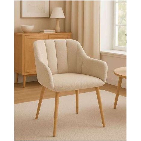 Pack de 2 sillones modelo Aria tapizado textil marfil, 81cm(alto) 60cm(ancho) 61cm(largo)
