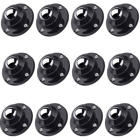 Roulettes Autocollantes - 12 Pièces - Diamètre 24 mm - Charge Maximale 12,7 kg Par Roulette - Pour Meubles Boîtes de Rangement et Petits Appareils (1/5)