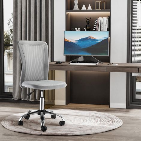Sedia da scrivania girevole senza braccioli, sedia in rete con altezza regolabile, portata massima 100 kg, 43x58x90-100 cm, grigia