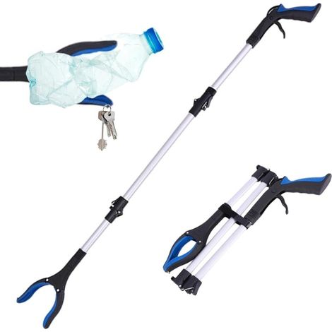 109 cm langer Objektgreifer mit Magnethaken, faltbarer Aluminiumgreifer, Hilfsmittel zum Aufsammeln ohne Bücken, um 360° drehbarer Abfallsammler für Menschen mit eingeschränkter Mobilität, ältere Mens