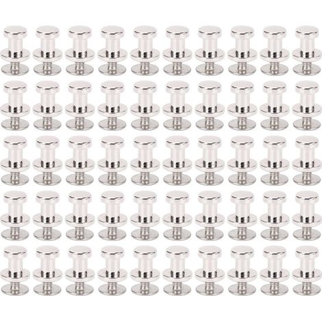 50er-Set 6,5-mm-Nägel, Nieten, Knöpfe mit 6-mm-Schrauben, Schere, Befestigungswerkzeug, Ziernieten für Taschen und Schuhe, Silber (1/5)