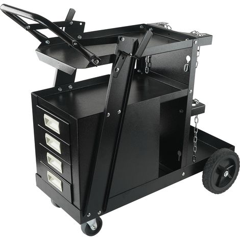 Mophorn Schweißwagen, 2-stöckig, 120 kg Tragkraft, 360° schwenkbare Räder, Tanklagerung, Sicherheitsketten, robuster MIG-Schweißwagen