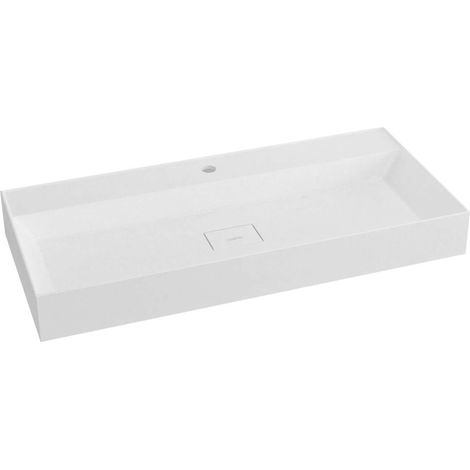 Sapho Godiva - Lavabo 96x44 cm, senza troppopieno, con foro per miscelatore, bianco GU096 (1/5)