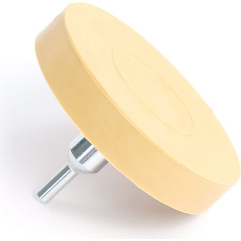 XPOtool Folienradierer Ø 88 mm mit 6 mm Adapter zum Entfernen von Kleberesten, Autoplaketten und Aufklebern, Klebeentferner mit Gummi Radierscheibe für Auto und andere Fahrzeuge
