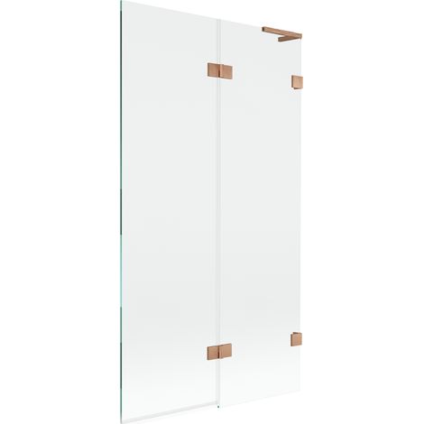 Mexen Lunar L Badewannenabtrennung 2-teilig rechts 100 x 150 cm, transparent, gebürstetes Kupfer - 897L-100-100-65-00-P (1/5)