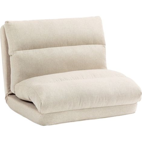 Poltrona da pavimento pieghevole reclinabile a 6 posizioni, beige, 70 x 72 x 56 cm (1/5)
