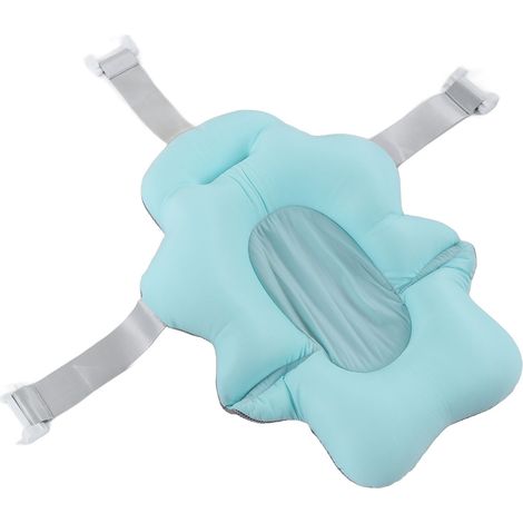Siège de bain pour bébé universel flottant et pliable, tapis de soutien doux et confortable pour baignoire bébé, bleu clair (1/5)