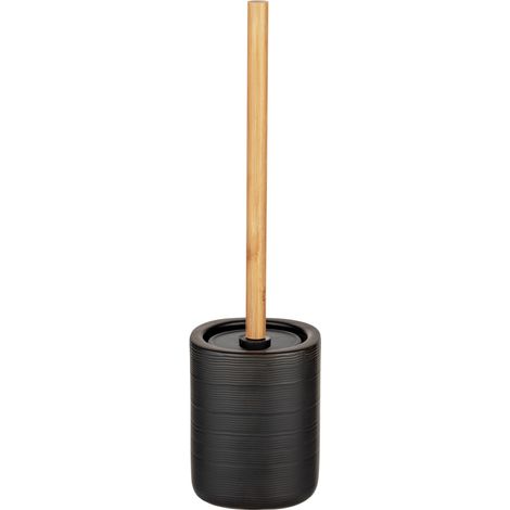 Schöner Wohnen Keramik WC-Garnitur Set Zena Schwarz Stiel Bürste Toilette Badezimmer (1/4)