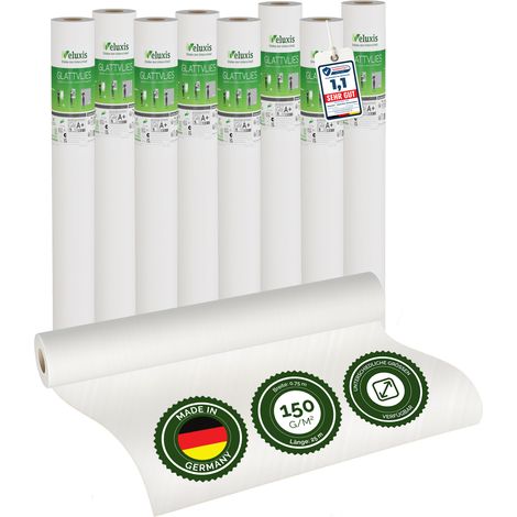 Vliestapete Raufasertapete – Feine Gewebestruktur 4er Set, 4 x 10,05 m x 0,53 m, überstreichbar, atmungsaktiv, Wandtapete Made in Germany – Veluxis
