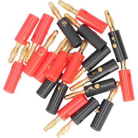 Lot de 20 fiches bananes pour haut-parleurs, 4 mm, plaquées or, à vis ouverte, universelles pour systèmes audio de voiture (1/5)