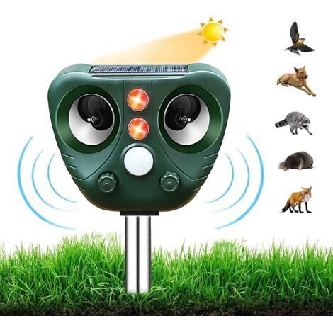 Répulsif Chat Exterieur, Ultrason Chat, Repulsif Chien, Charge Solaire,Chargement USB Prévenir Les Chiens et Les Chats, Les Oiseaux, pour Jardins, Champs, Pépinières, Etanche IP66 (1/5)