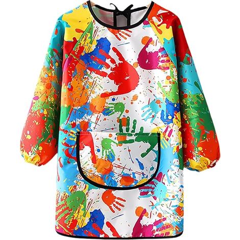 Tablier Peinture Enfant 3-8 Ans, Ecole Imperméable Longues Manches Blouse Art Plastique Enfants (1/5)