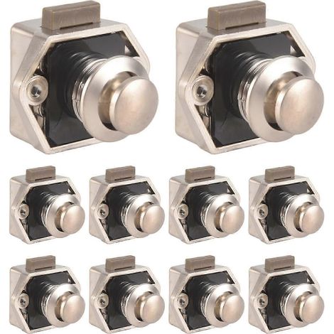 Lot de 10 verrous à bouton-poussoir pour camping-car, caravane, bateau, mobil-home, placard, tiroir, porte de meuble, de bonne qualité. WHBYV (1/4)