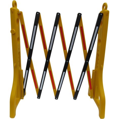 Folding Safety Barrier 2.3m (Crowd Control Retractable Expandable Yellow Temporary Extending) (1/5)