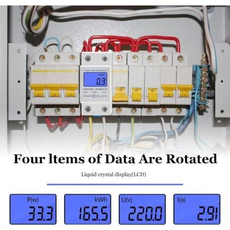 NALOOKAMIC Compteur d'énergie électrique, mesureur de consommation électrique monophasé deux fils, LCD numérique 220V 5 (80) A 50 / 60Hz, mesureur de consommation électrique avec compteur DIN sur rail (1/3)