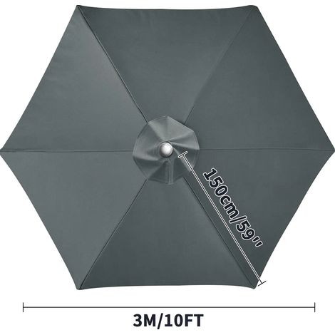 (Gris, 6 nervures, 3M) Tissu de rechange pour auvent d'ombrage, imperméable, résistant aux intempéries et aux UV. (1/5)