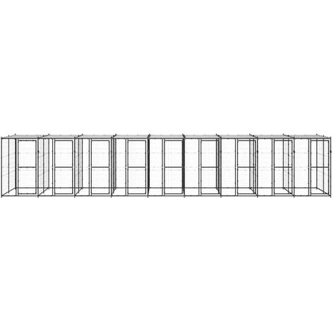 Maison Exclusive - Outdoor-Hundezwinger Stahl mit Überdachung 21, (1/5)