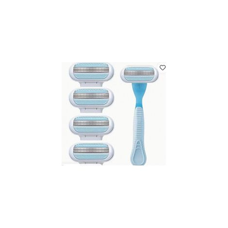 Manche de rechange compatible avec les rasoirs Gillette Venus et Comfort Glide - Manche pour femme ergonomique antidérapante (bleu) avec 4 lames de rasoir (1/4)