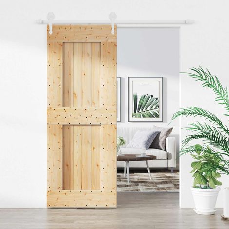 vidaXL Porte coulissante Naturel et Blanc 80 x 210 cm (1/5)