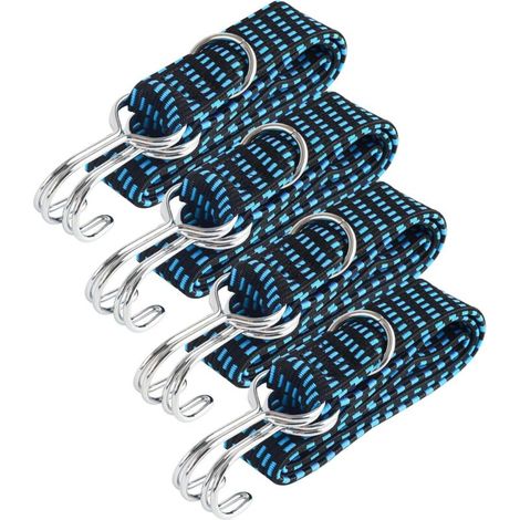 4-teiliges Set elastischer Bungee-Seile mit Haken, elastisches Gepäck-Bungee-Seil, verstellbares 1-m-Gummiband, elastisches Bungee-Seil, elastischer Gurt (1/4)