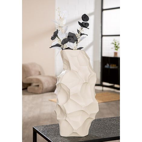 Vase Conique en Porcelaine Beige Mat avec Motif 39 cm (1/4)