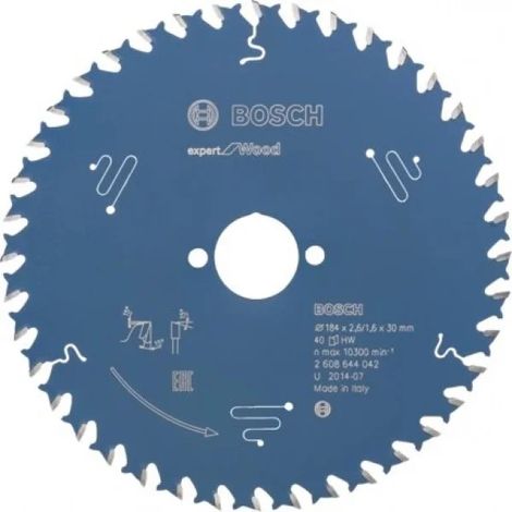 Lama per sega circolare Bosch Expert for Wood per seghe circolari manuali 184 x 30 x 2,6 mm 40 - 2608644042 (1/2)