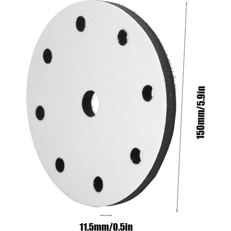 Polisseuse pneumatique/électrique sous vide, coussinet éponge universel, plateau de ponçage abrasif perforé de 15 cm (6 pouces) avec fixation Velcro (1/5)