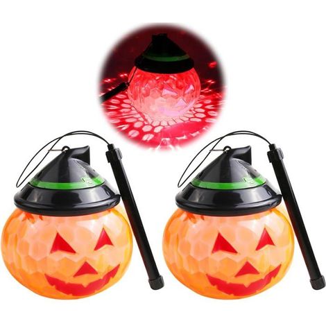 Halloween-Dekorationslaternen-Set (2 Stück) für Kinder, Kürbislaternen, LED-Beleuchtung (L)