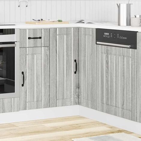 Meuble d'angle de cuisine en bois d'ingénierie Sonoma Gris, Rangement moderne pour coin de cuisine (1/5)