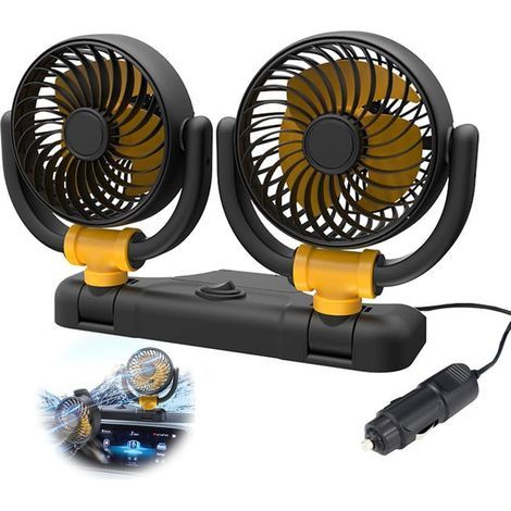 12V Car Fan - Dual Head - 360° Rotation - Powerful and Quiet - Suitable for Car Interiors (1/5)