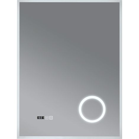 Specchio decorativo moderno a LED per il bagno 70 x 50 cm bianco 030010159