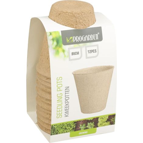 Macetas para semilleros 8 cm en fibra vegetal compostable - Pack 12 uds
