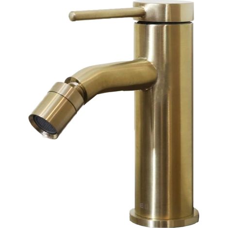 1 - Mitigeur Bidet - Laiton - Finition Or Brossé - Corps Rond - Aérateur Anticalcaire - Certification ACS - Pour Salle De Bain