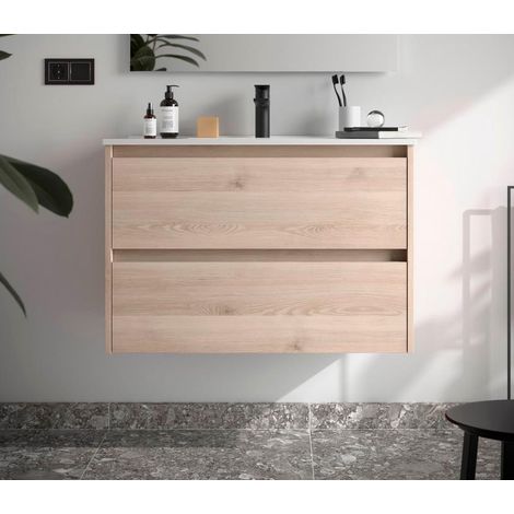 Salgar Noja Unterschrank 800 2 Schubladen + Waschbecken Nature (1/4)