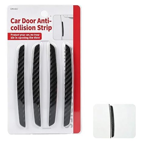 Protecteurs Bord Porte en Fibre de Carbone Noire, Autocollants Protection Contre Les Collisions de Voiture, (1/5)