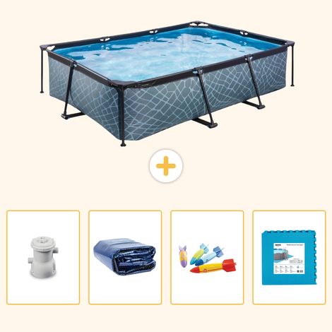 Exit-toys Piscine Exit Rectangulaire - Effet Pierre - 300x200x65 cm - 5-pièces S229 (1/5)