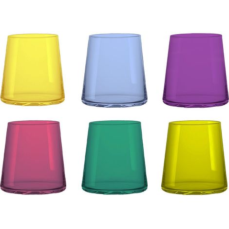 Lot de 6 Verres à Eau Gobelets de Table en Verre Multicolore pour Repas et Réceptions 300 ml - PANGIVO (1/5)