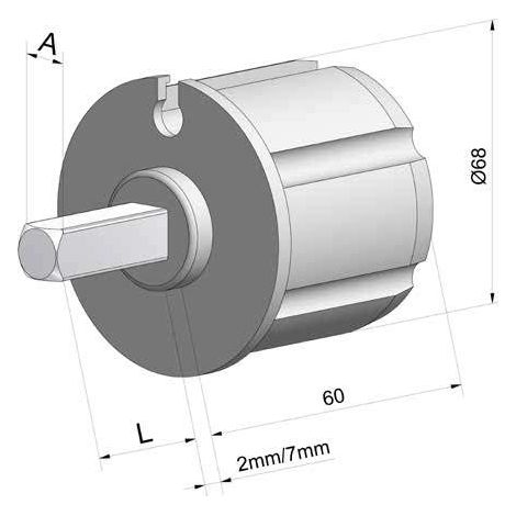 Embout Tube Volet Roulant 70mm Gorge - Carré 13mm - CHERUBINI