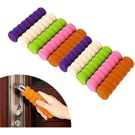 Couvercle de poignée de porte en éponge anti-collision antistatique violet + vert + rose + beige + couleur bois 2pcs (1/5)
