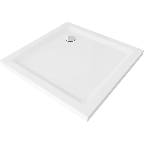 Mexen Flat receveur de douche carré slim 70 x 70 cm, Blanc, siphon Chrome - 40107070 (1/5)