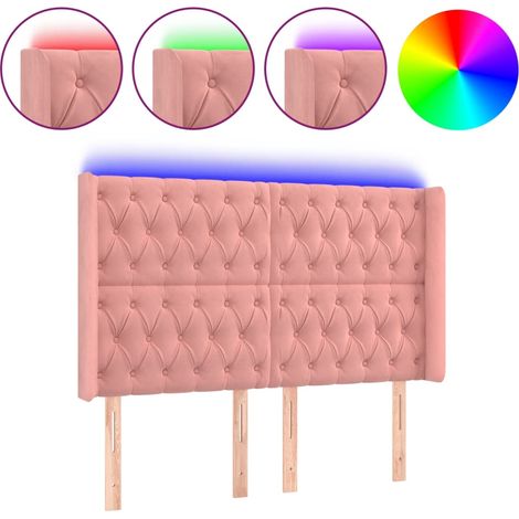 Maison Exclusive - Cabecero con LED de terciopelo rosa 163x16x118 (1/5)