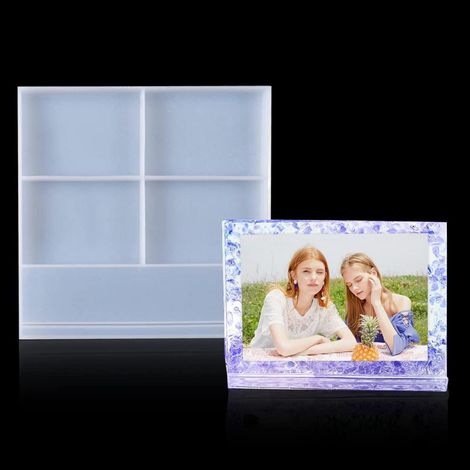 Moule en silicone cadre photo rectangulaire pour résine époxy DIY coulée artisanat cadeaux