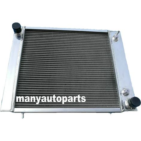 Radiador de aluminio, dimensiones del núcleo: 415 mm x 390 mm x 52 mm, entrada/salida: 35 mm, 2 filas, compatible con sistemas automáticos y manuales. (1/5)