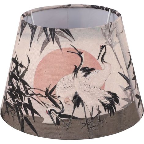 Abat-jour décoratif à motif "Cigogne Rouge" style chinois - Pour lampe de table/sol/suspendue - Compatible E27/E14 - Matière tissu - H18xØ12cm/7.1x4.7in (1/5)