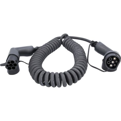 KS Tools efuturo Spiralladekabel Typ 2 auf Typ 2 Stecker, 1 Phase, bis zu 7,4 kW, 32 A, 230 V, Mode 3, 5 Meter (1/2)