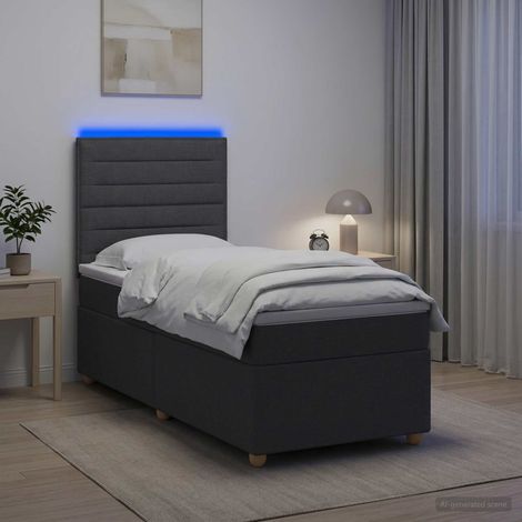 Cama box spring con colchón Gris oscuro 100 x 200 cm Tela (1/5)